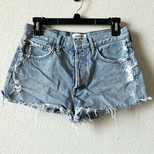 Agolde Light Wash Parker Vintage Distressed 100% Cotton Cutoff Shorts 26